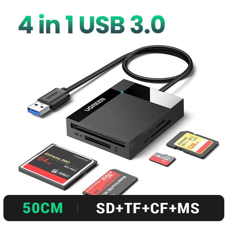 UGREEN Card Reader 2-in-1 USB3.0 USB-C OTG to SD Micro SD TF Card for Laptop PC Windows Linux Cardreader Memory Card Adapter