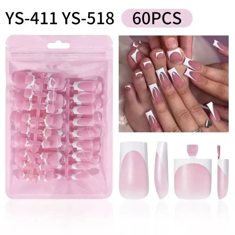 Square French Press On Nails 60Pcs Reusable Fake Nail Tips Invisible Removable Pre-made False Nails For Fingers Toenails Daily M