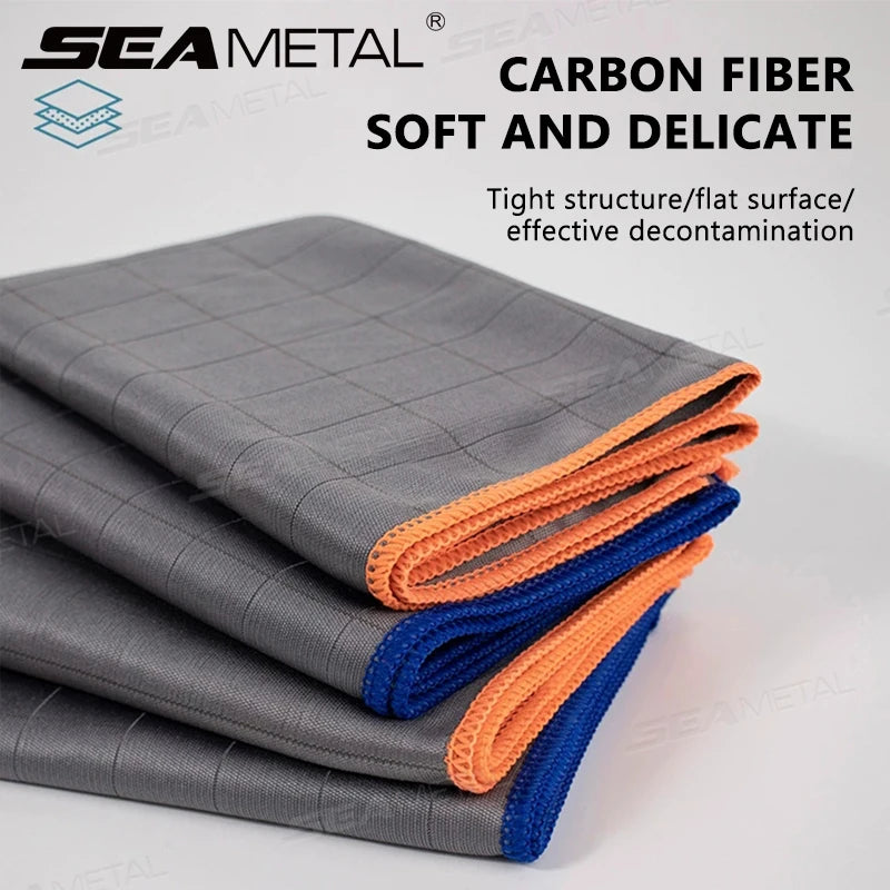 SEAMETAL Microfiber Carbon Cloth to Wipe Windows Wine Glasses Tableware Glass Cleaning Cloth Carbon Fiber Rag for Car Home Clean