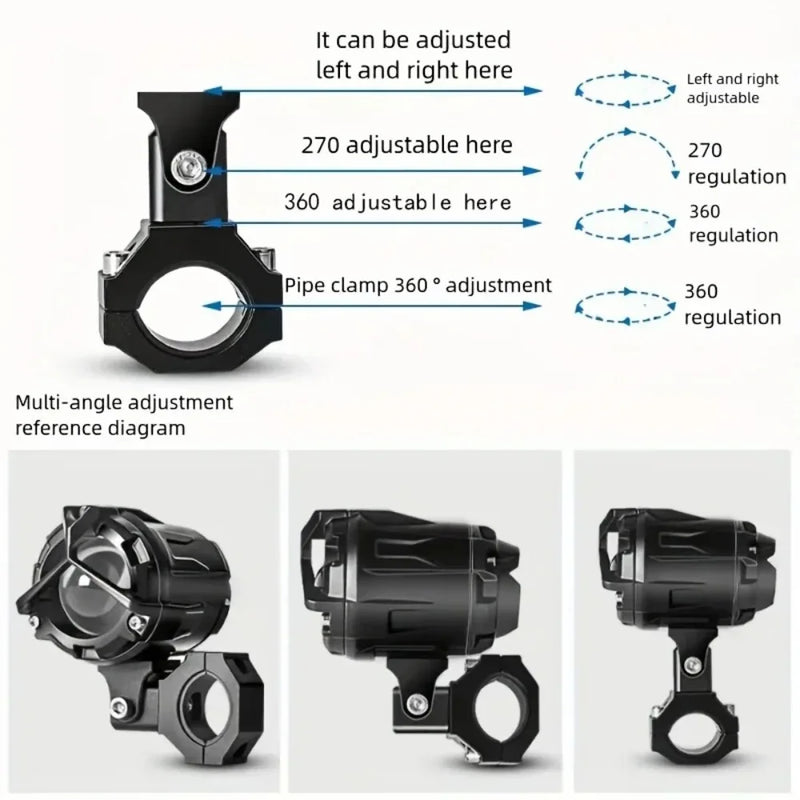 JOYINLED 1/2PCS Universal Motorcycle Headlight Fog Light Brackets Adjustable Bumper Clamp Mount Kit for Work Light