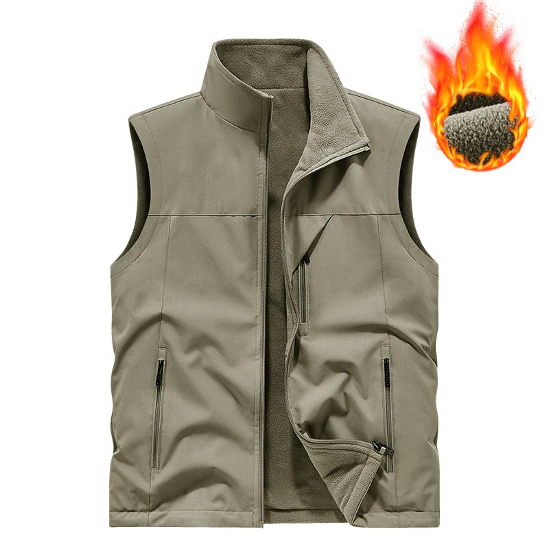 2026 New Autumn Winter Warm thickened fleece double-sided  slim fit vest Men's Vest Jacket  Outerwear Casual Style Daily