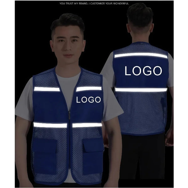 Hot Sale Custom Logo Printed Advertising Clothing Work Vest  Summer Breathable Mesh Fishing Vest Volunteer Workwear