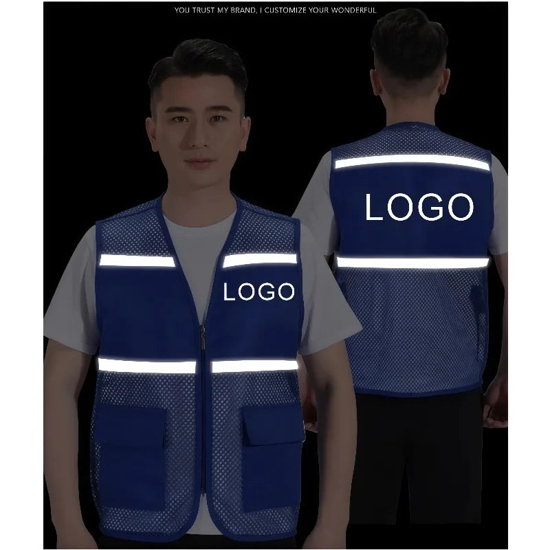 Hot Sale Custom Logo Printed Advertising Clothing Work Vest  Summer Breathable Mesh Fishing Vest Volunteer Workwear