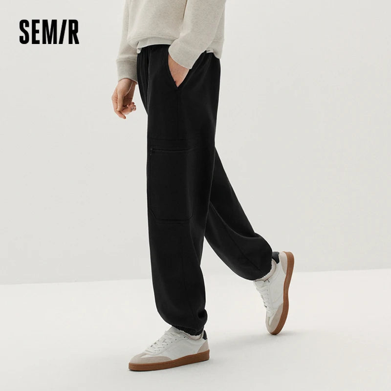 Semir Men Casual Pants Loose Fit Tapered Leg Drawstring Minimal Design Versatile Workwear 2026 New Winter Daily Wear