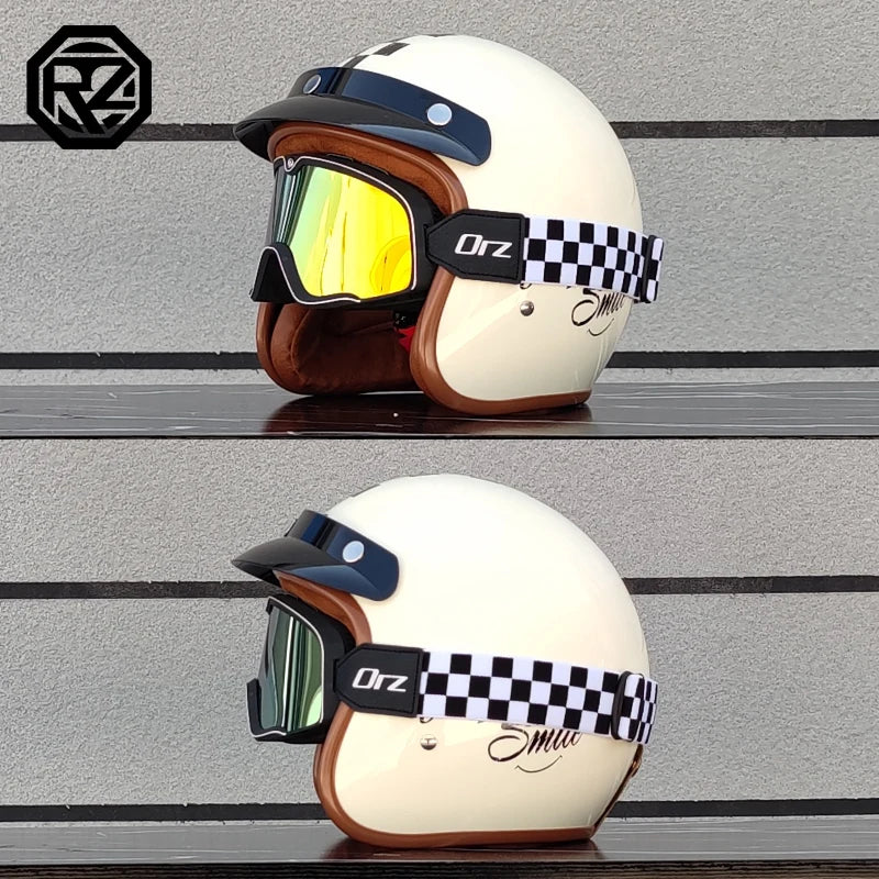 Retro 3/4 Leather  Helmet Motorcycle Helmet Open Chopper Bicycle Helmet Casque Casco Motocicleta Capacete Helmet