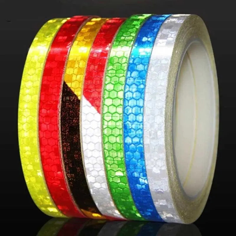 SEAMETAL 1cm*8m Car Stickers Reflective Tape Fluorescent Car Styling Decals Safety Warning Strips for Car Motorcycle MTB Bike