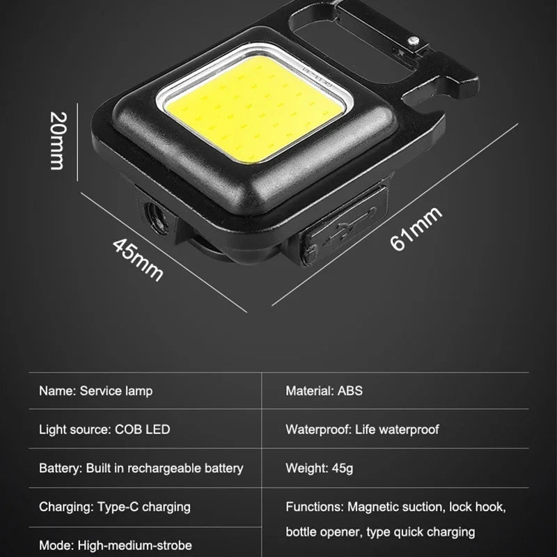 ភ្លើងការងារ COB 5PCS ភ្លើងពិលខ្នាតតូចចល័ត ចង្កៀងកូនសោរ 4 ភ្លើង LED ក្រៅផ្ទះ ការពារទឹក ភ្លើងសម្រាប់បោះតង់ ភ្លើងនេសាទ ភ្លើងពិលសម្រាប់ប្រើប្រាស់បន្ទាន់