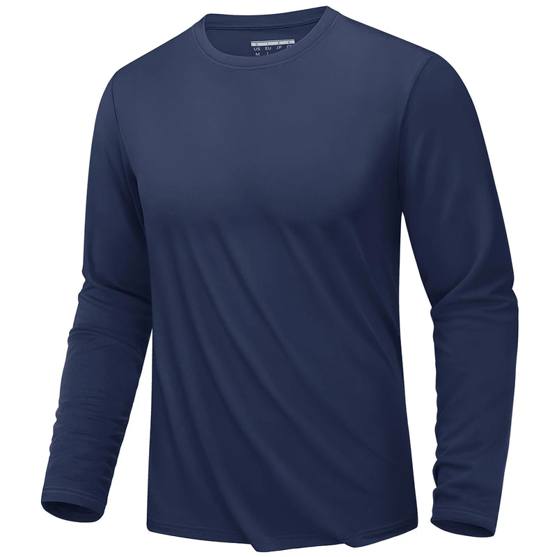 TACVASEN UPF 80+ UV Protection T-Shirts Men's Long Sleeve O-Neck Solid Tee Spring Summer Quick Dry Hiking Outdoors Pullover Tops