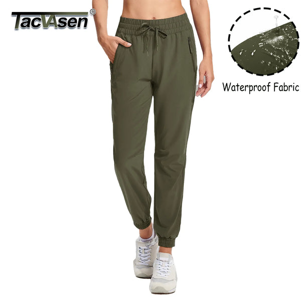 TACVASEN Women's  Waterproof Quick Dry Hiking Pants Lightweight Stretch Joggers With Pockets Outdoor Travel Summer Athletic Pant