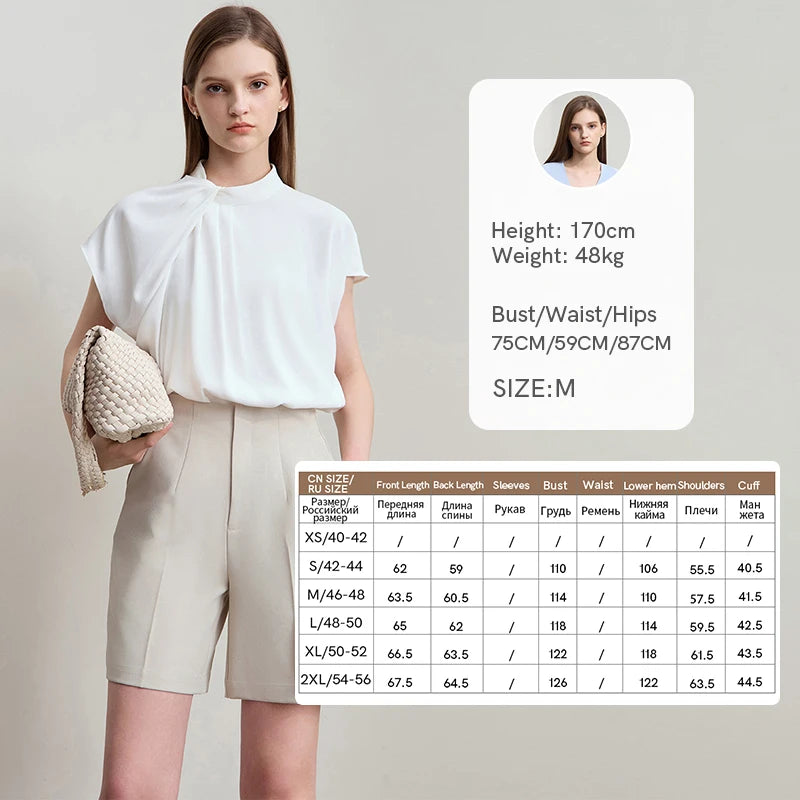 Amii Minimalist Casual Shirt Women Clothing 2026 Summer New Office Lady Asymmetric French Pleated Sleeve Comfort Blouse 12542217