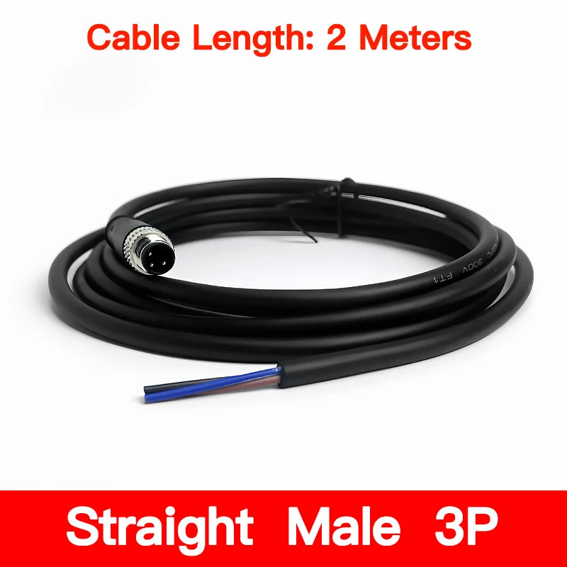 2Meters Waterproof M8 Sensor Connector, Male & Female 3/4/5/6/8 Pin, Integrated Injection Molding Industrial Cable Plug