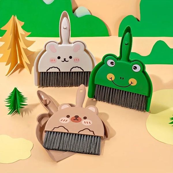 1set Small Dustpan Combination,Desktop Broom,Living Room Countertop Cleaning  (1 broom + 1 dustpan),Small animal pattern design