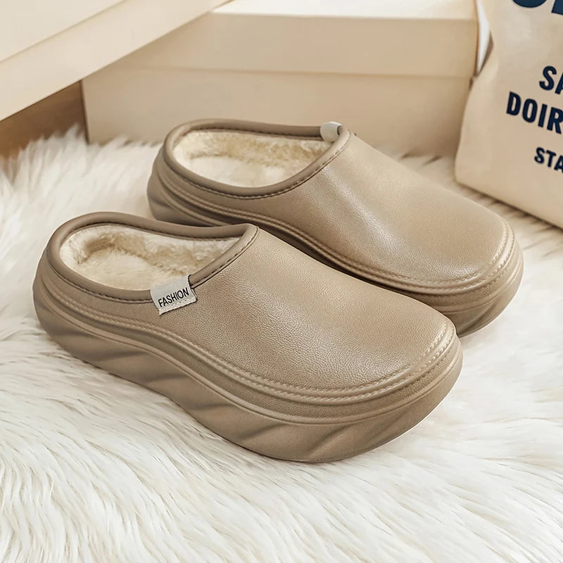 Men's Mules casual cotton shoes winter light non-slip soft sole comfort outdoor fashion walking chef work semi cotton slippers