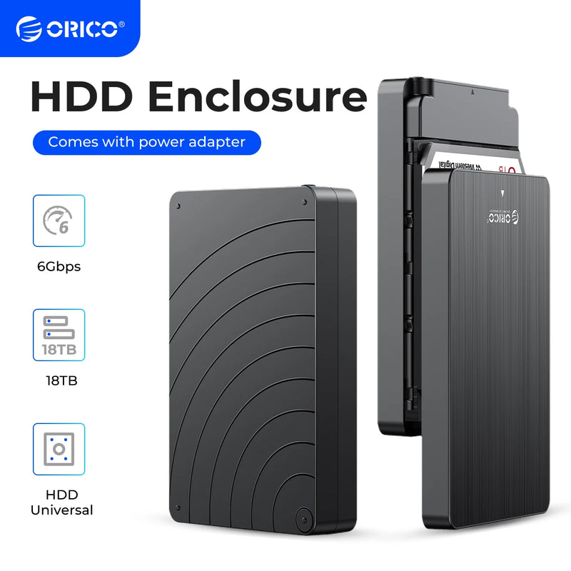 ORICO 3.5" HDD Case SATA to USB C 6Gbps External Hard Drive Case for 3.5 inch HDD Enclosure with 12V Power Adapter