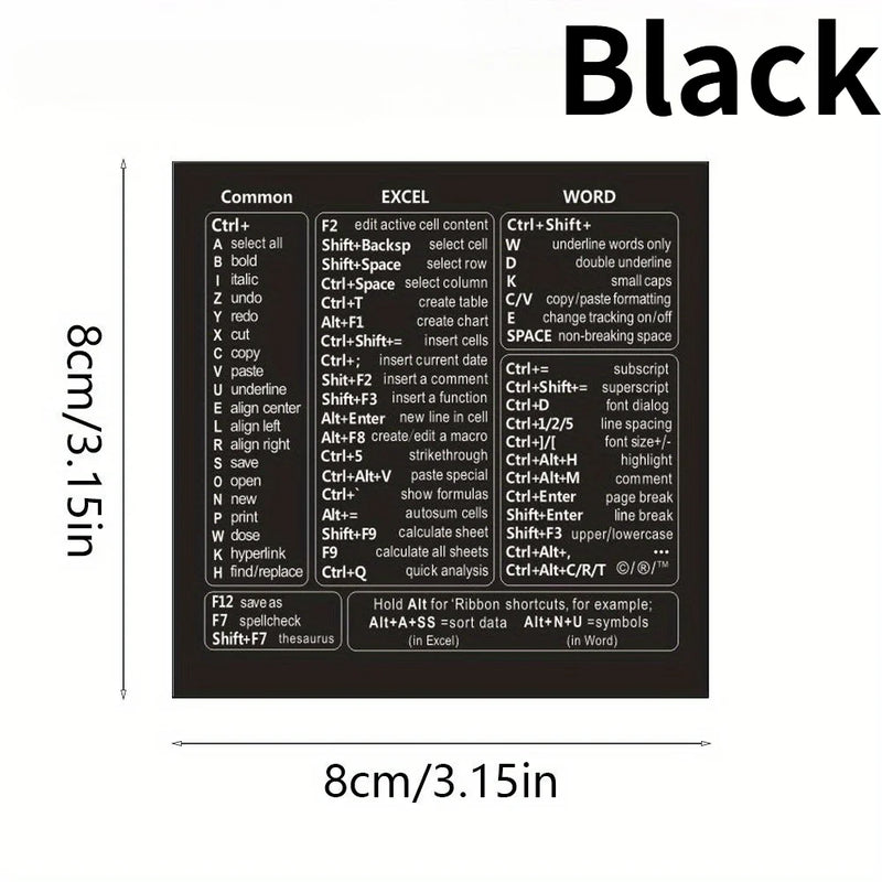 1set Clear PVC Keyboard Shortcut Covers, Quick Reference Sheet for Excel, Word, Windows, Office Software Shortcut Guide