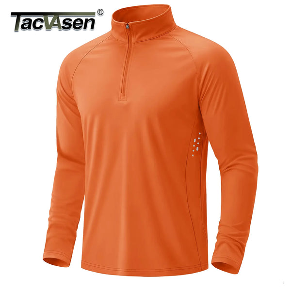 TACVASEN Mens UPF 50+ Quarter Zip Pullover Reflective Long Sleeve Quick Dry Sun Protection Shirts Fishing Running Hiking T-Shirt