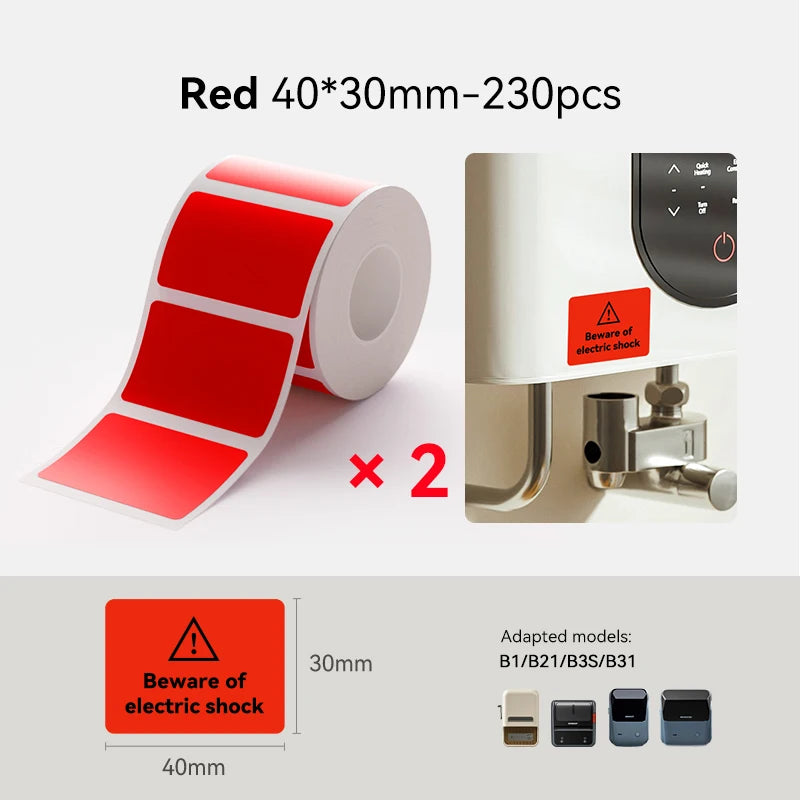 2 Rolls NIIMBOT B1 B21 B3S Thermal Label Clothing Price Food Self-adhesive Tag Waterproof Office Pocket Printer Label Paper