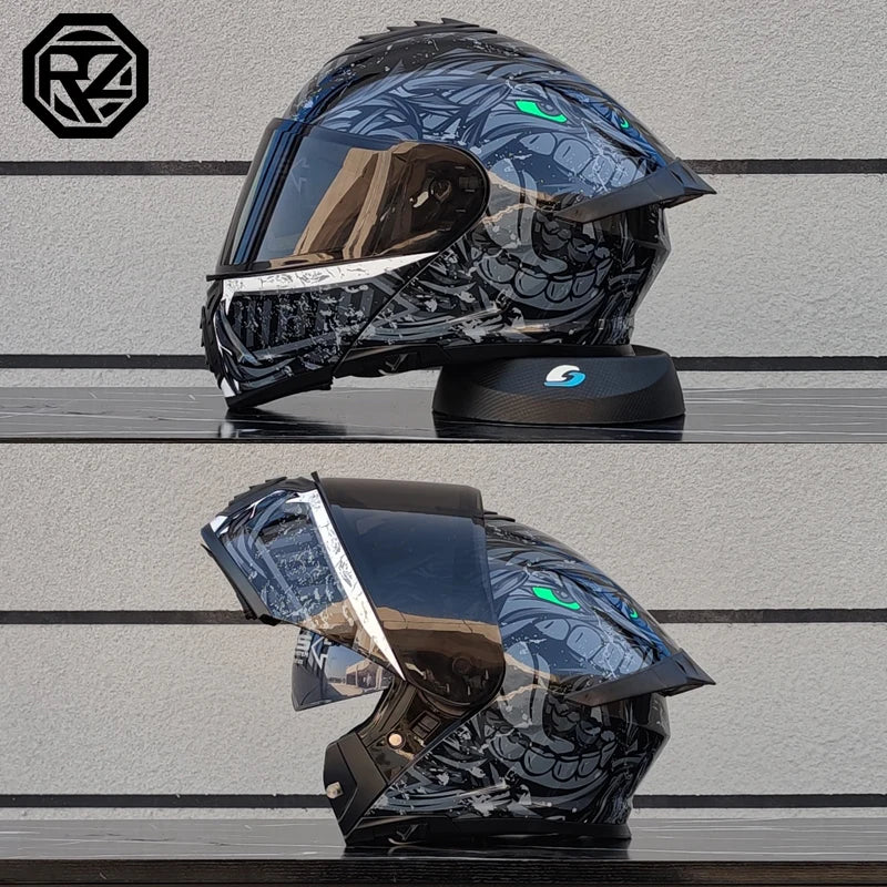 DOT certified motorcycle helmet dual lens cross-sectional helmet safety modular flip cover full face helmet for men and women