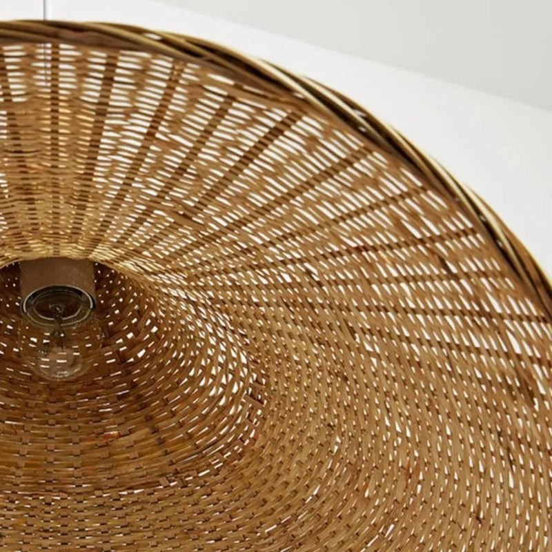 JOYINLED Woven Pendant Light Wicker Shade Handmade Rattan Basket Ceiling Chandelier Farmhouse Rattan Chandelier Living Room