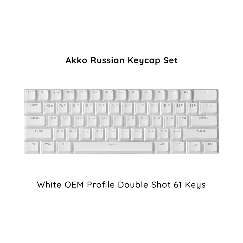 Akko Russian Keycap Set ASA/OEM/Cherry Profile 61 68 84 88 108 Keys Canned PBT Double Shot Mechanical Keyboard Cyrillic Keycaps