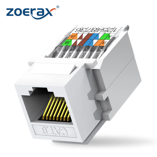 ZOERAX 10-Pack Cat6 Cat5e Tool-Less RJ45 Keystone Jack, No Punch-Down Tool Required Module Coupler, White