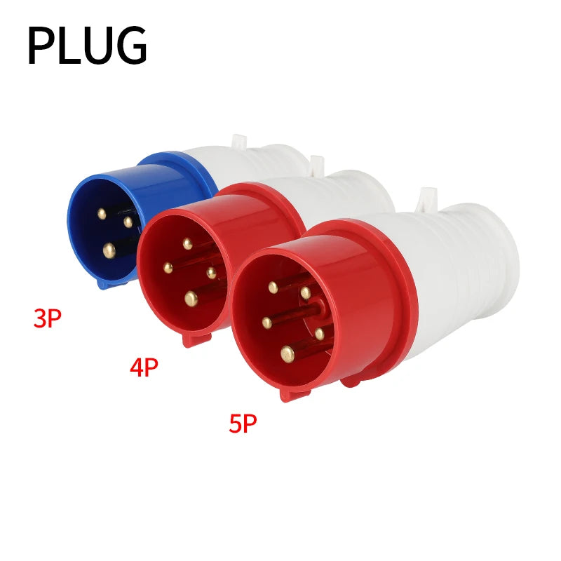 Industrial plug and socket waterproof connector 3PIN 4PIN 5PIN 16A/32A IP44 waterproof electrical connection wall mount socket