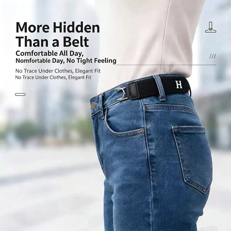 No‑Buckle Elastic Belt For Men Women, Adjustable Nylon Stretch Waist Belt, Invisible Buckle‑free Lazy Belt For Jeans Pants Daily