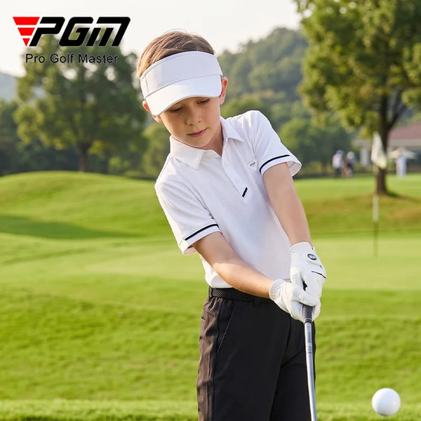 PGM Children's Golf T Shirt Boys Summer Short Sleeved Clothes Sunscreen Breathable Top YF899