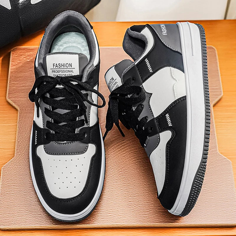 Men's Casual Shoes Four Seasons Soft-Sole Anti-Slip Outdoor Walking Shoes Fashion Youth Breathable Light Flat Sports Board Shoes