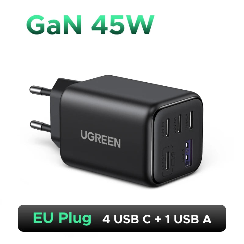 UGREEN 45W GaN Charger PD 3.0 UFSC PPS 5 Ports For iPhone 18 17 16 Pro Max Samsung S26 Xiaomi Tablet iPad Air USB C Fast Charger