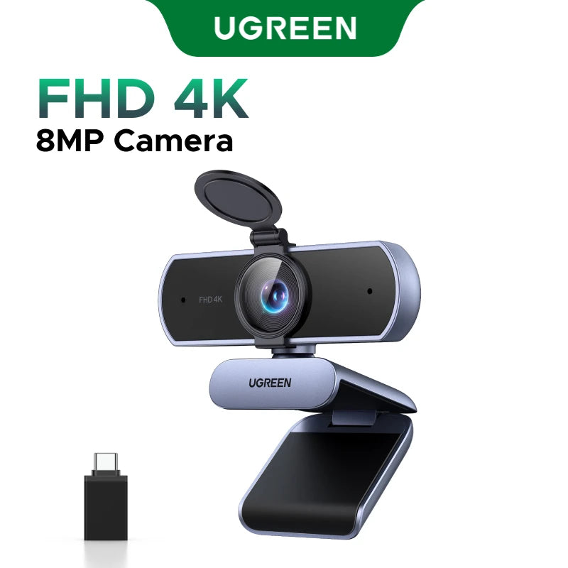 【RU】UGREEN 4K FHD 1080P Webcam 8MP for PC, PDAF Auto Focus, Dual AI Noise-Cancelling Mics, Web cam for Zoom/Teams/Google Meet