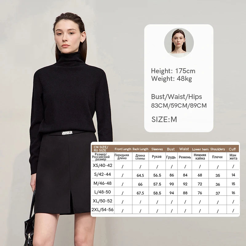 អាវក្រោះ Cashmere សម្រាប់នារី AMII សម្រាប់ធ្វើដំណើរទៅធ្វើការ អាវក Turtleneck ដែលអាចបត់បែនបាន រដូវរងាឆ្នាំ ២០២៦ អាវយឺតដៃវែងថ្មីសម្រាប់នារី 12524096
