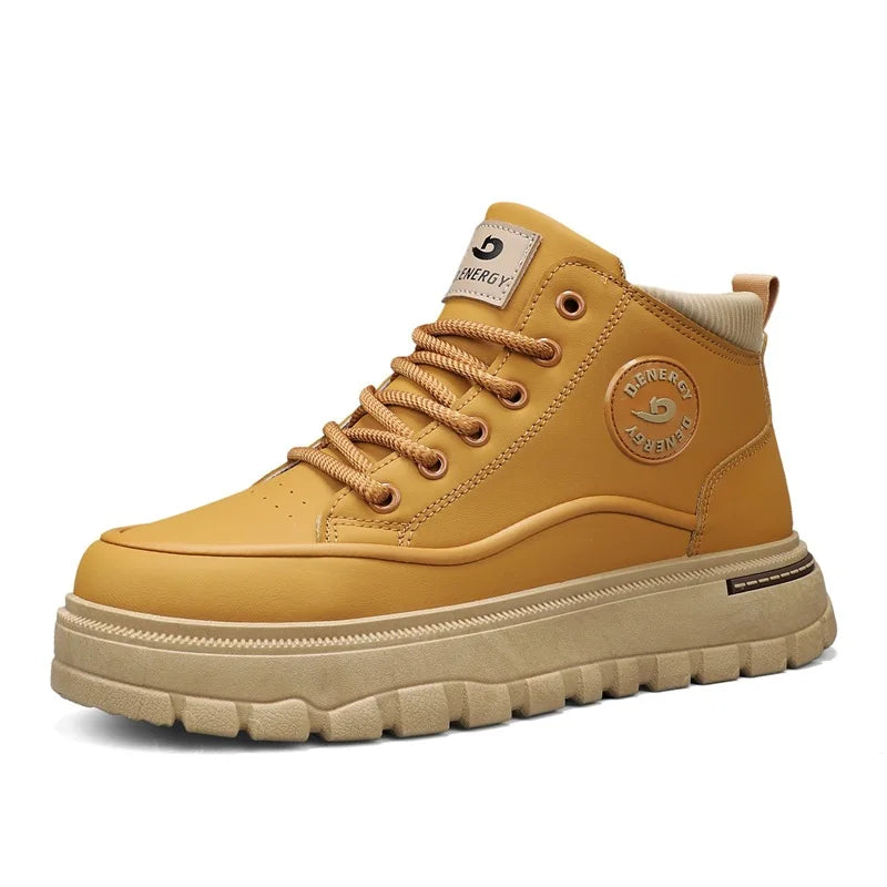 Men's boots spring autumn new soft-sole non-slip outdoor casual boots fashion youth Joker comfort sports high-top tooling boots