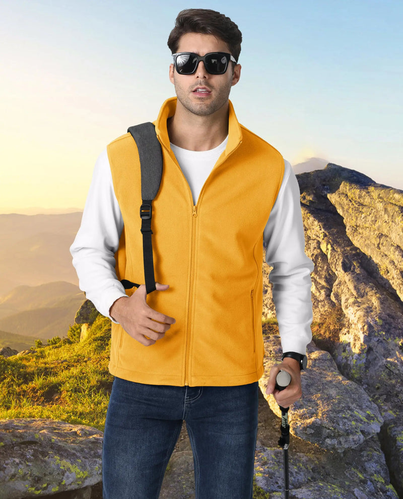 TACVASEN Fleece Vest Jackets Mens Stand Collar Sleeveless Jacket Spring Autumn Casual Waistcoat Fishing Hiking Outdoor Vest Male
