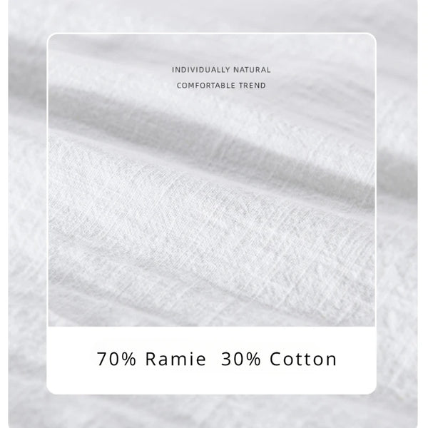 Spring Autumn New Cotton and Ramie Breathable Long Sleeve Shirts for Men Solid Color Simple Soft Streetwear FY9798