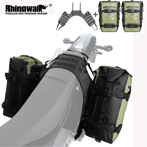 Rhinowalk កាបូបស្ពាយម៉ូតូ 2 ដុំ សម្រាប់ដាក់ឥវ៉ាន់ក្នុងឡាន ទំហំ 6L/8L/10L/15L ការពារទឹកជ្រាប មានបាតសម្រាប់ម៉ូតូភាគច្រើន