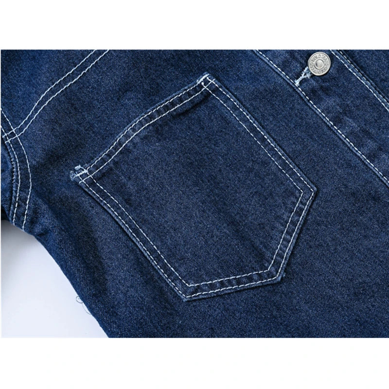 2026 Women's Blue Denim Jacket, Single Breasted Lapel Long Sleeve Coat, Pocket Decoration Casual Top Coats.