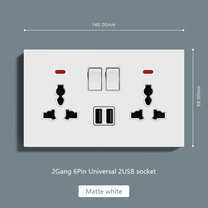 UK Standard Power Socket 13A Quick charge Plug 20W Smart Type-C Wall Outlet,220V Electrical Universal Wall Light 2way Switch