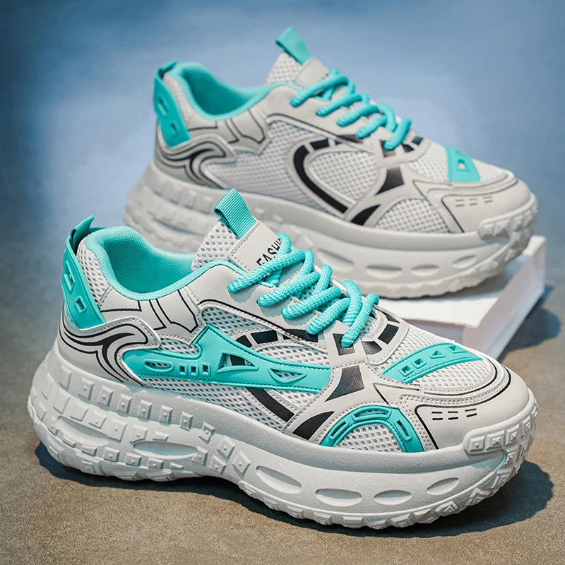 Chunky sneakers four seasons mesh breathable casual outdoor running fashion students speed light soft sole non slip sports shoes