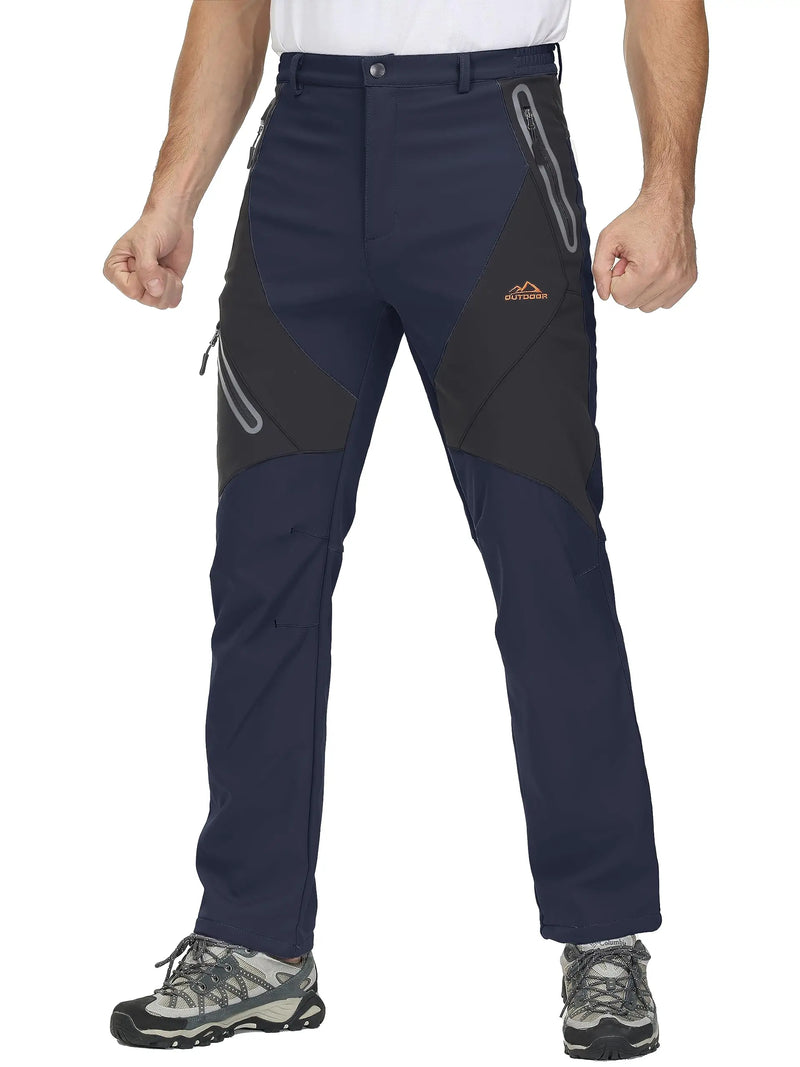 TACVASEN Winter Ski Pants Mens Hiking Warm Fleece Lined Pants Waterproof Windproof Zipper Pockets Pants Softshell Work Trousers