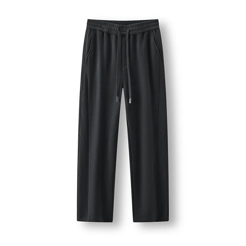 Semir Men Casual Pants Panel Design Loose Fit Straight Leg Solid Color Drawstring Textured 2026 New Winter Daily Wear
