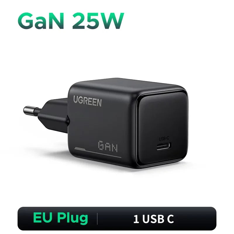 【EU Plug】UGREEN 45W/30W/25W/20W GaN Charger PD3.0 PPS QC3.0 USB C Fast Charger For iPhone 18 17 16 ProMax Samsung S25 iPad Air