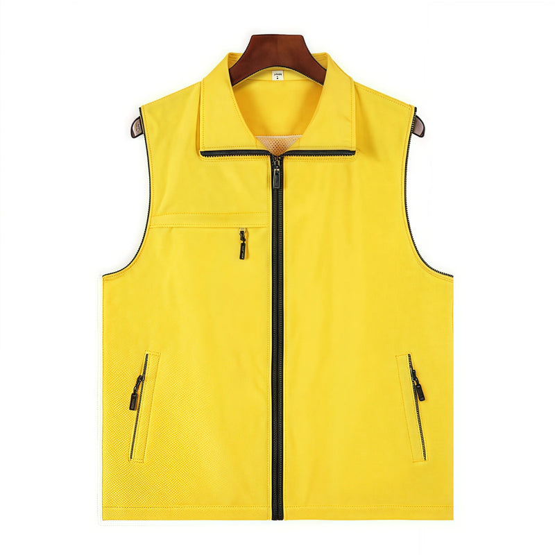 Seven Solid-Color Composite Mesh Three-Pocket Vest Outdoor Training Institution Team Workwear Clothes Custom Logo Printing