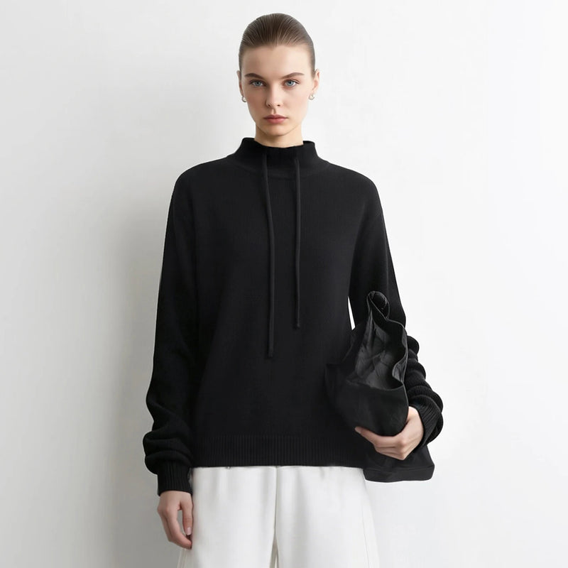 Amii Turtleneck Long Sleeve Knitted Pullover Women's Sweater Loose Fit Drop Shoulder Business Casual Minimalist Top 12623039