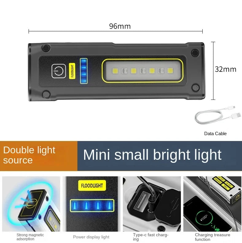 ភ្លើងពិល LED ខ្នាតតូចសម្រាប់ប្រើប្រាស់ក្រៅផ្ទះ ភ្លើងសង្គ្រោះបន្ទាន់ ភ្លើងពិលចល័តអាចសាកបាន នេសាទ ឡើងភ្នំ បោះតង់ ភ្លើងបំភ្លឺ