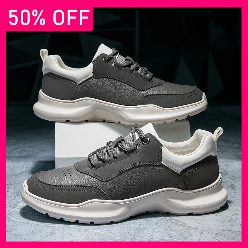 Men Sneakers High-quality Leather Comfort Wear-resistant Daily Commuting Leisure Shoes New Flat Bottom Anti Slip Fitness Shoes
