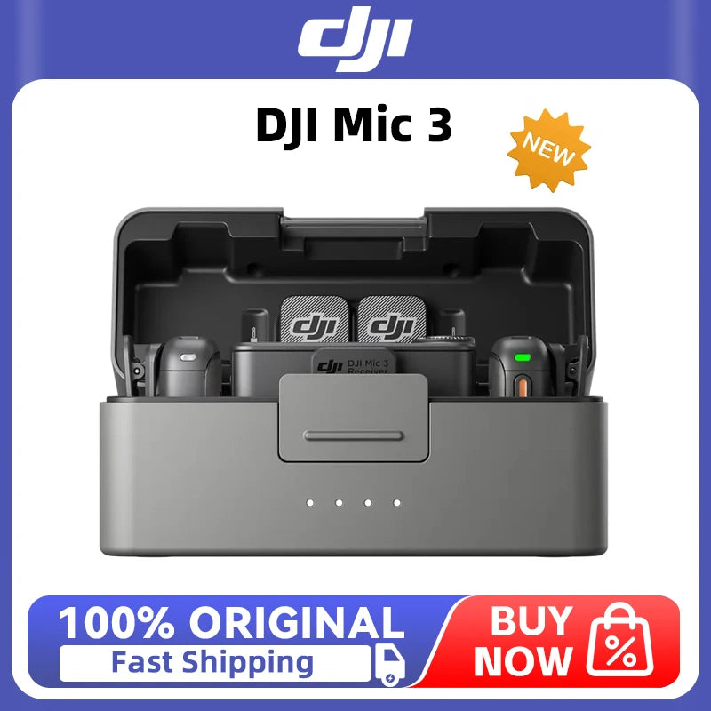 DJI Mic 3 Advanced Mini Wireless Microphone 4TX+8RX Capability Dual Band Anti-Interference, Lossless Audio Transmission