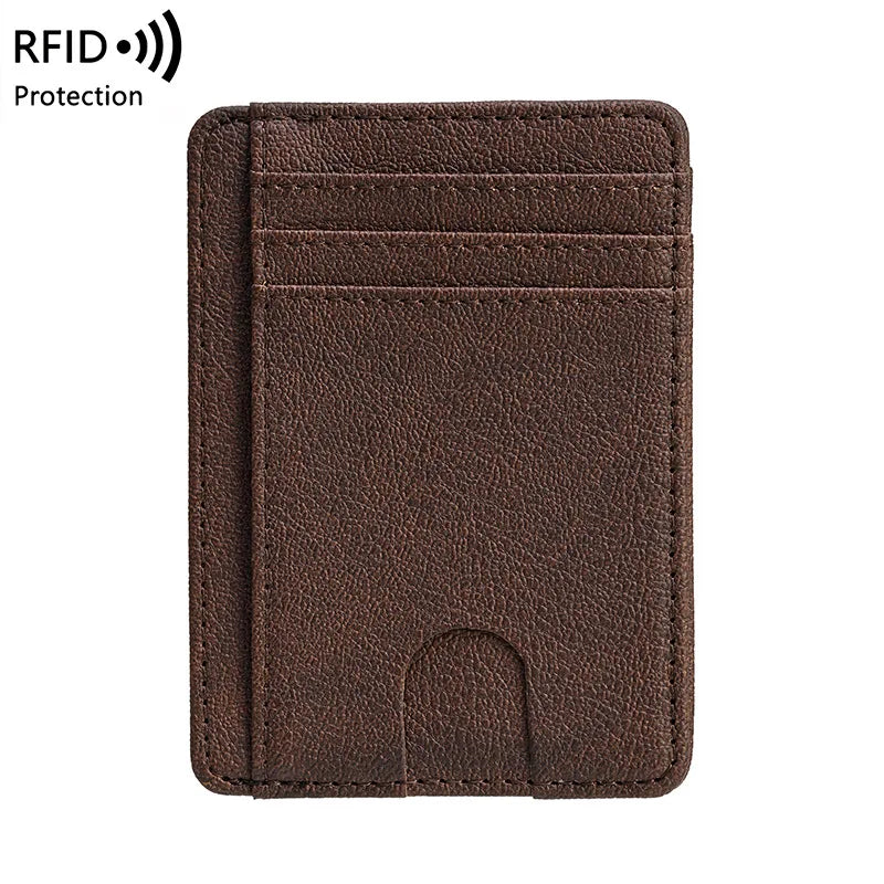 Slim Minimalist Wallet - PU Leather with Carbon Fiber Texture,Rfid-Blocking Credit Card Holder & Coin Pocket,Stylish & Compact