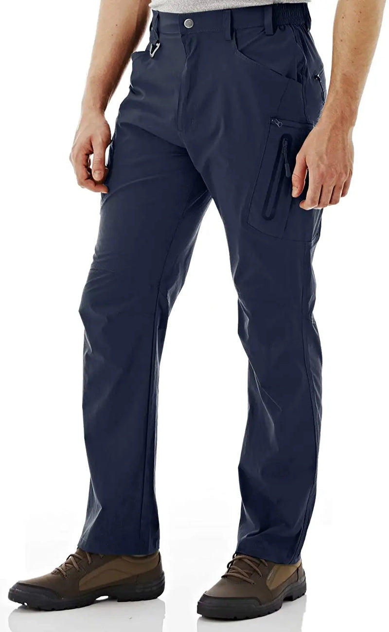 TACVASEN Lightweight Hiking Work Trousers Mens Fishing Pants Outdoor Nylon Quick Dry Pockets Cargo Pants Casual Work Trousers