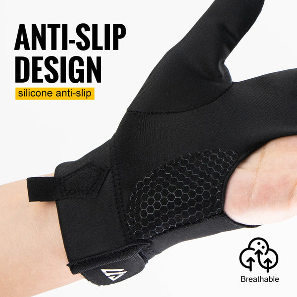 WRELS 1pc Professional Billiards Glove High Elastic 3 Finger Snooker Glove Breathable Anti-Slip Adjustable Billiard Pool Glove